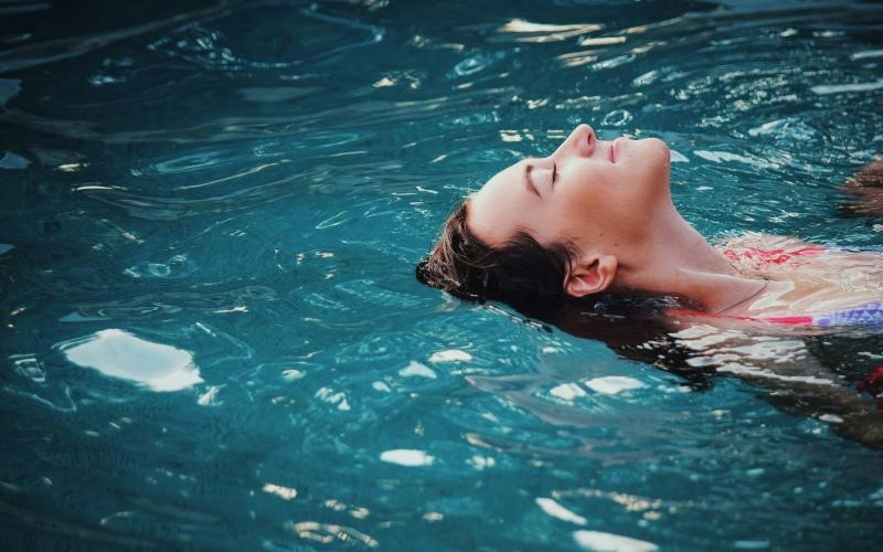 a person swimming in water